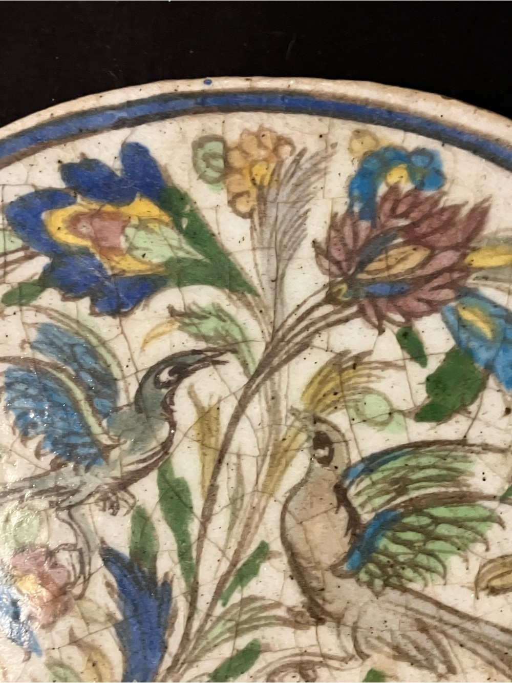 Persian Iznik Oval Polychrome Glazed Bird Tile - Picture 5 of 9